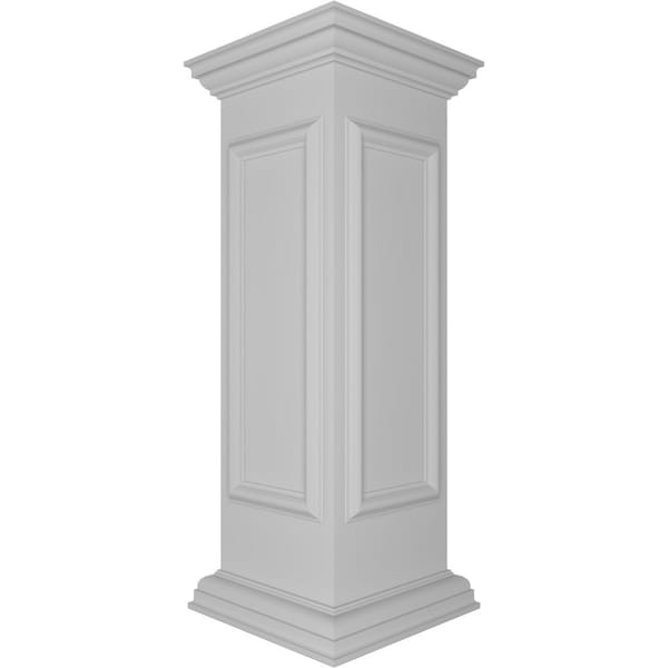 12W X 40H End Newel Post With Panel, Peaked Capital & Base Trim (Installation Kit Included)